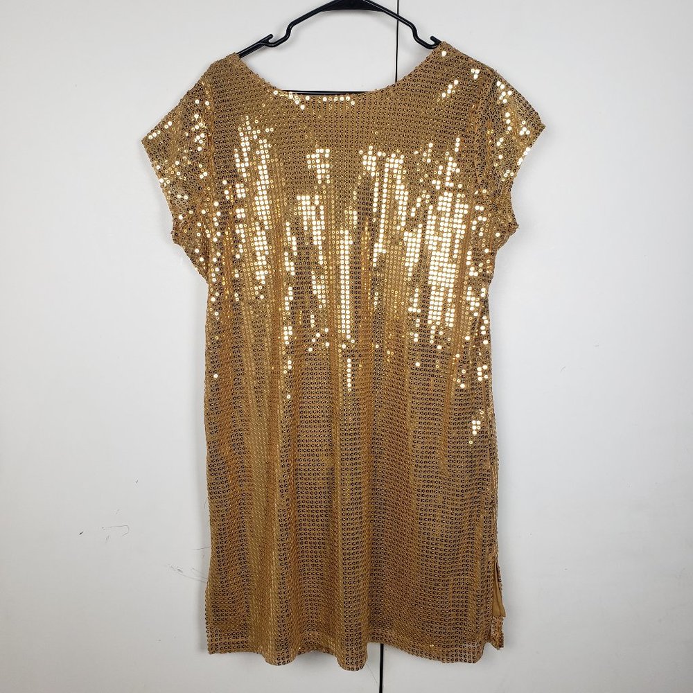 Gold Sequin shift Dress - M